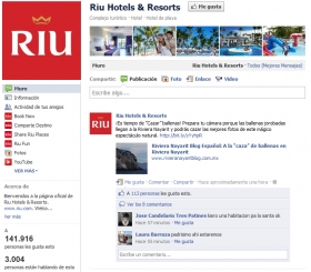 Facebook, la p&aacute;gina que m&aacute;s visitas da a la web de Riu