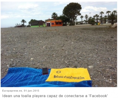 Idean una toalla playera con tecnolog&iacute;a para conectarse a 'Facebook'