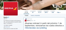 Iberia, la aerol&iacute;nea europea m&aacute;s atenta en Twitter